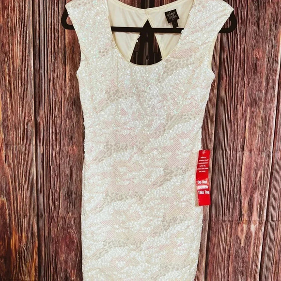 Love Reign, Sequin semi-formal white mini dress WS Small - Picture 1 of 7